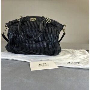 Authentic Coach Madison Gathered Lindsey Satchel Black Shoulder Bag